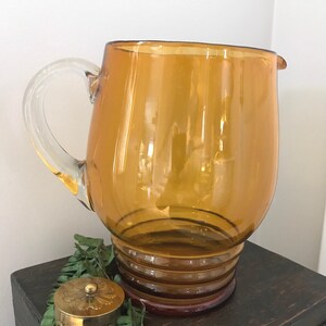 VTG Amber Glass Pitcher - Mid Mod Barware - VTG Beverage Pitcher - Retro Glass Pitcher - VTG Cocktail/Sangria Pitcher - Autumn Glassware image 2