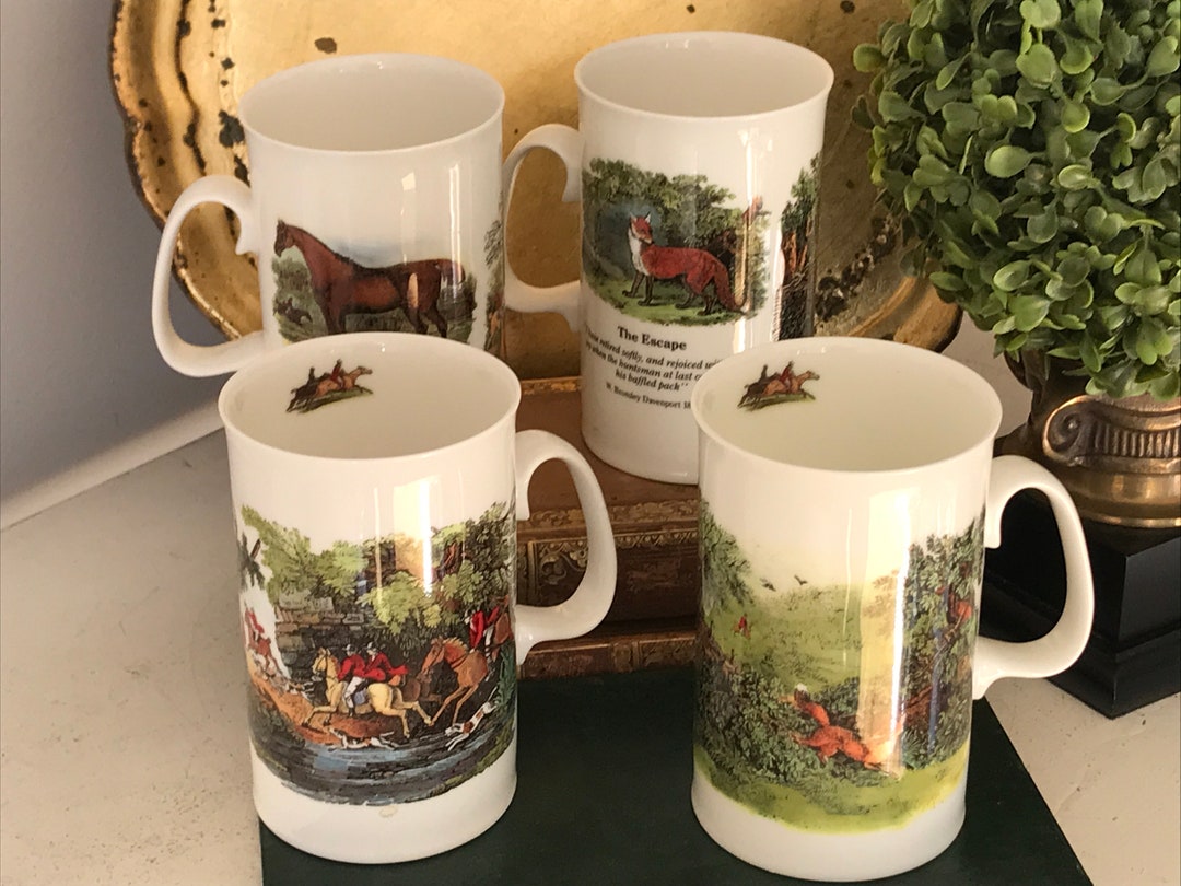Dunoon Bone China Mugs Set of 4 English Hunt Mugs Etsy