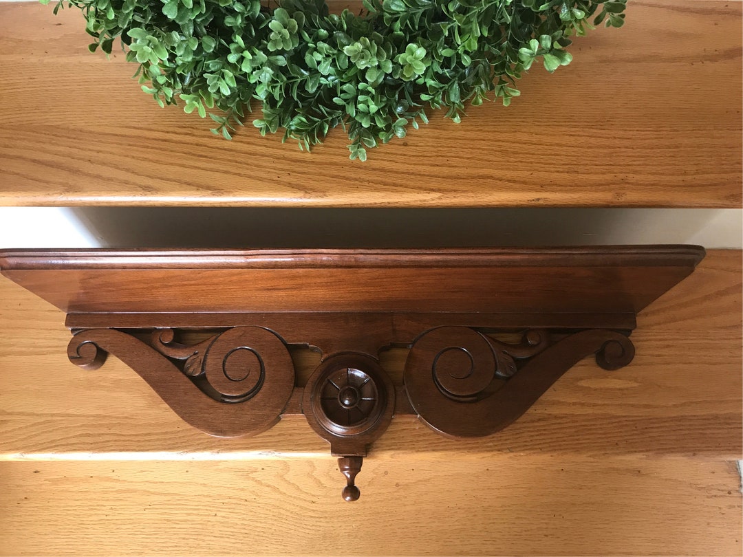 Vintage Carved Wood Wall Shelf Pediment Style Wall Shelf Eastlake Wall
