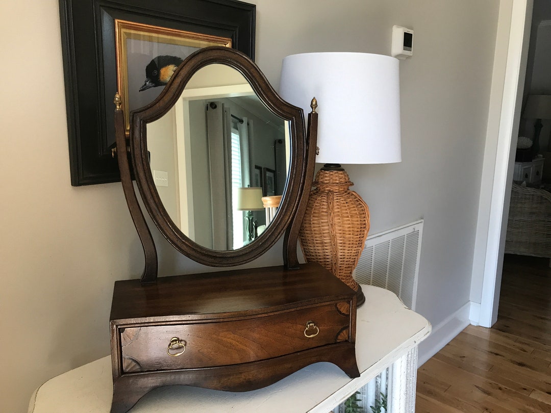 Antique Shaving Mirror Stand Dresser Top Shaving Mirror With Etsy
