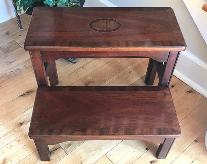 Vintage Bed Steps Mahogany Bed Step Stool Library Steps Wooden Step