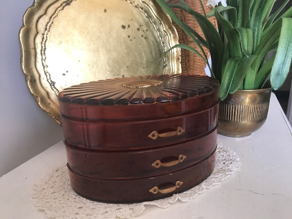 Vintage Rialto Jewelry Box - Brown Tortoise Shell… - image 1