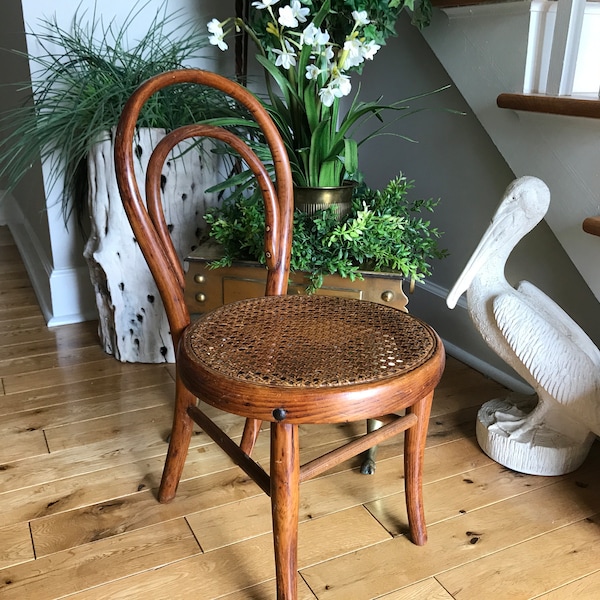 Childs Bentwood Chair - Antique Childs Chair - Thonet Style Childs Chair with Cane Seat - Antique Childs Furniture Cane Chair  - Kids Chairs