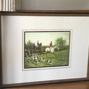 Vintage Fox Hunt Picture - Framed Fox Hunt Print - Vintage English Hunt Scene - English Horse & Hounds - Classic Equestrian-SHIPS FedEx Home