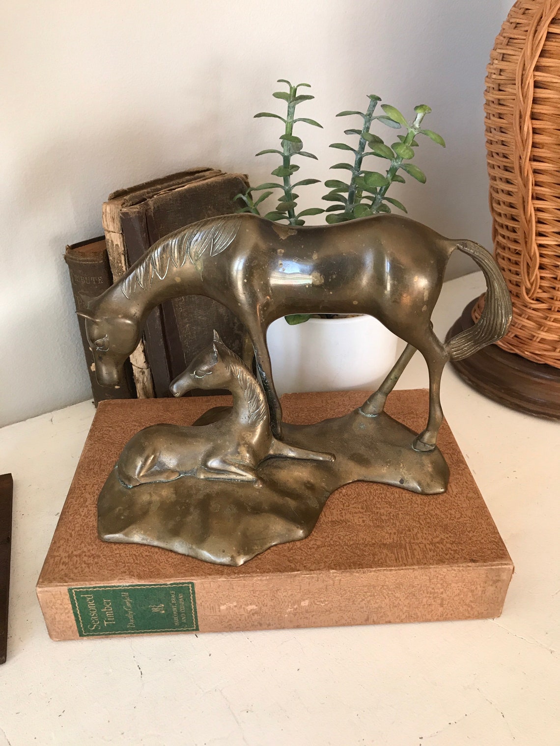 vintage brass horse statue