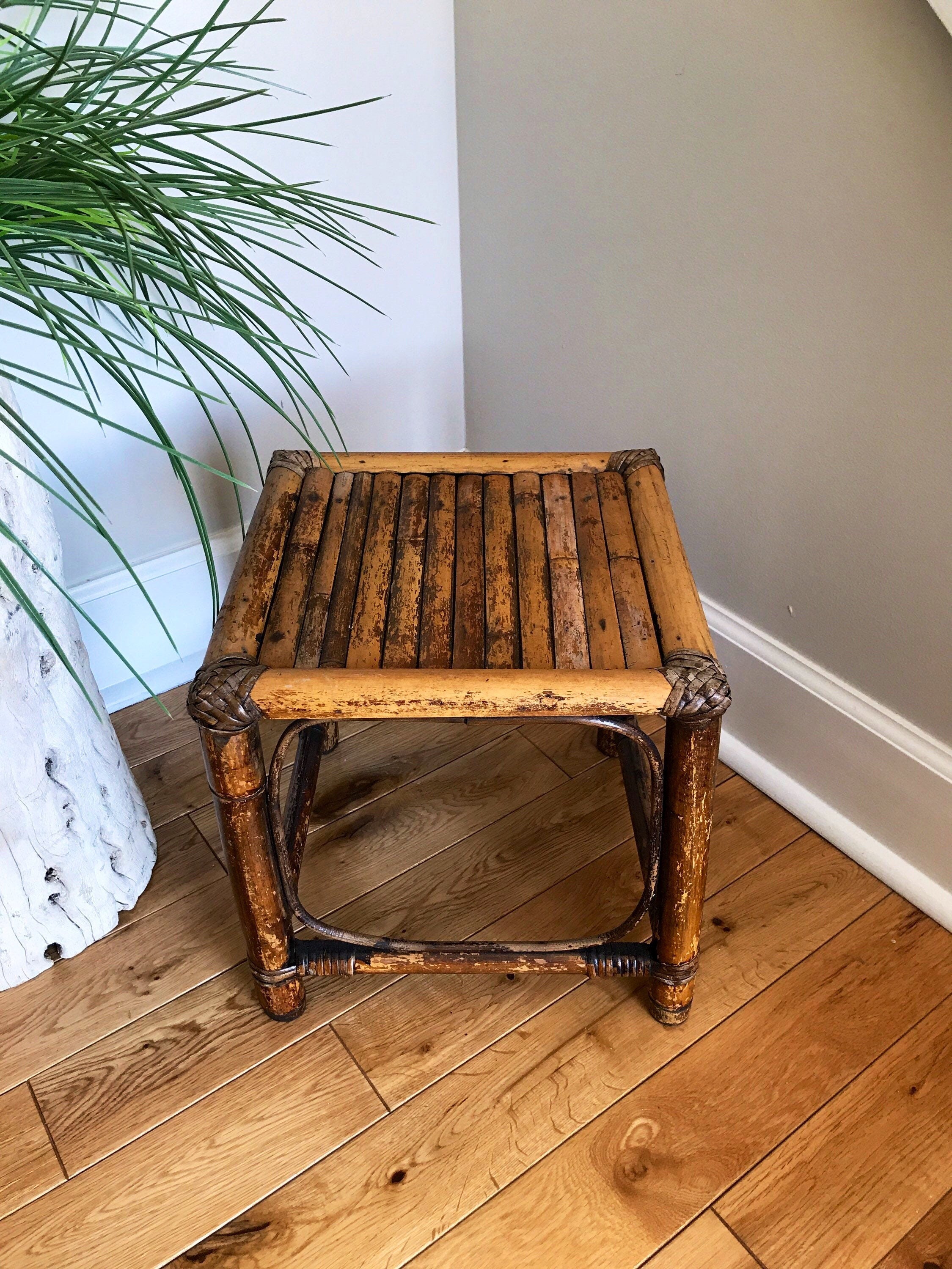 Bamboo Stool/ Plant Stand Vintage Scorched Bamboo Stool Etsy