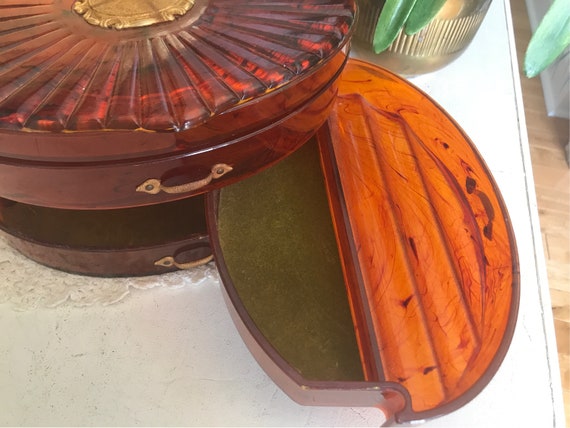 Vintage Rialto Jewelry Box - Brown Tortoise Shell… - image 5