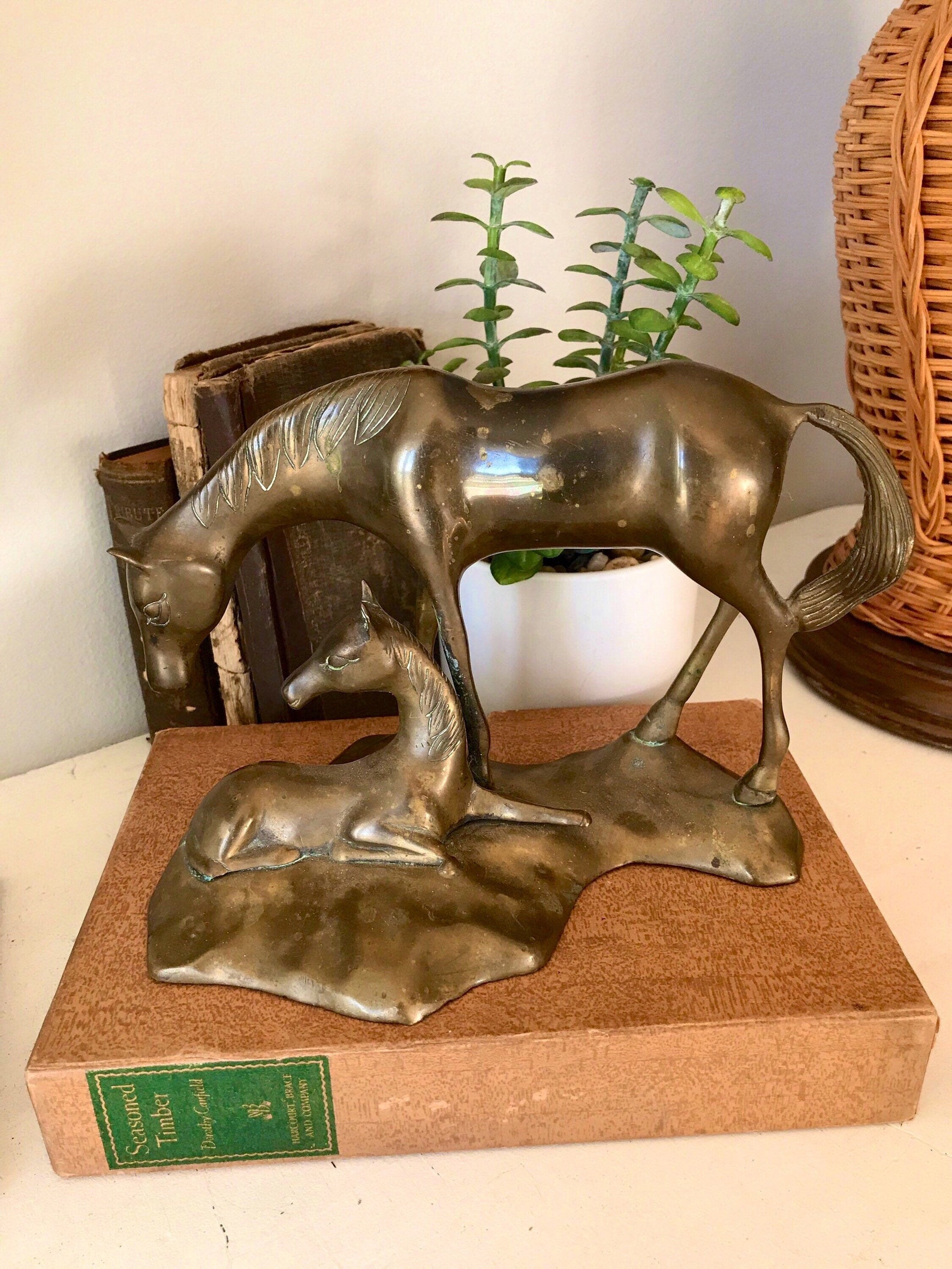 Brass Horse Statue Vintage Mare w/Foal Brass Statue Horse | Etsy