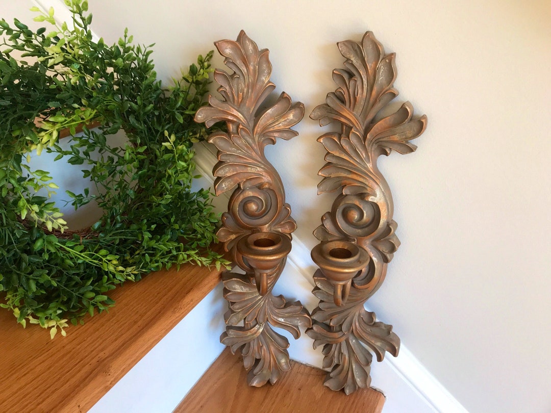 Pair Vintage Candle Sconce Florentine Style Candle Sconces Etsy