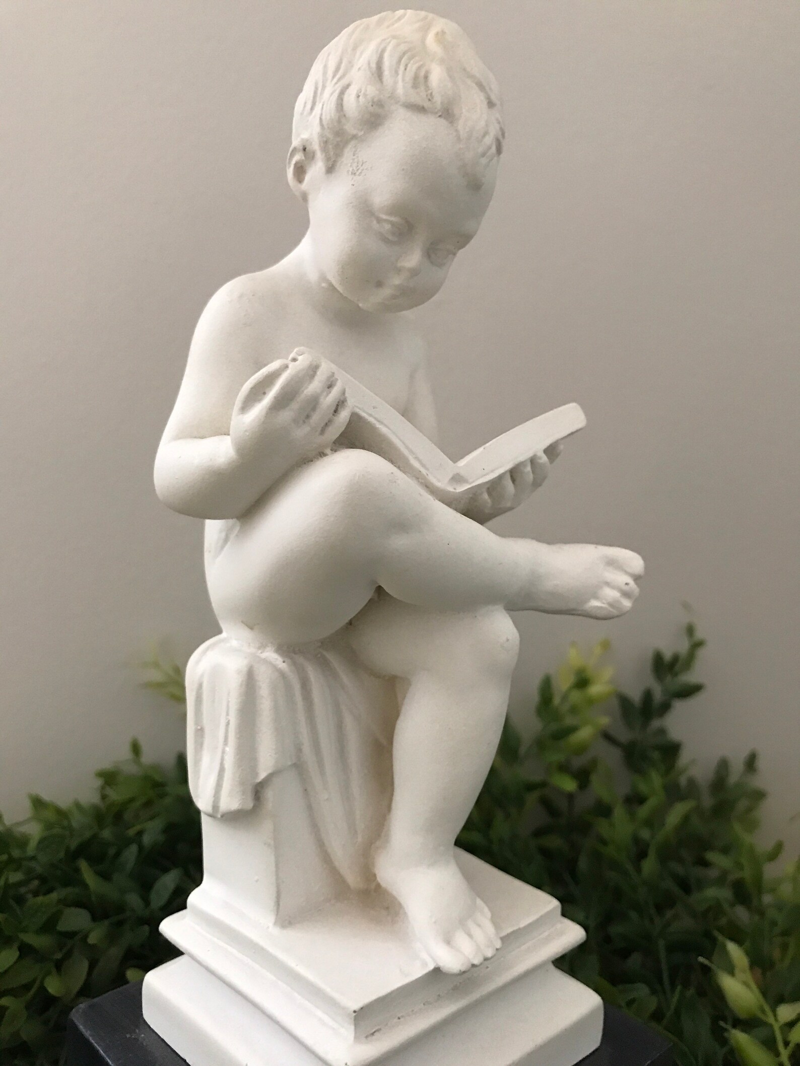Statue of a Boy Scholar w/Black Pedestal Base Vintage Boy Etsy