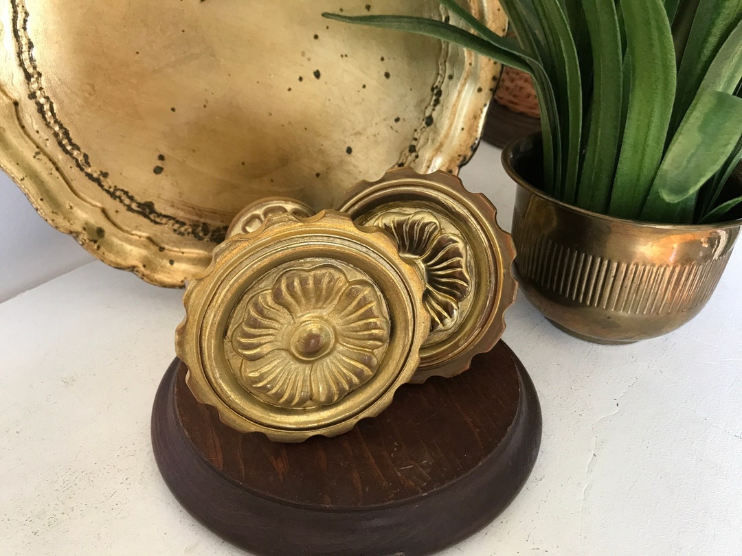 Pair Vintage Floral Medallion Curtain Holdbacks Florentine Style