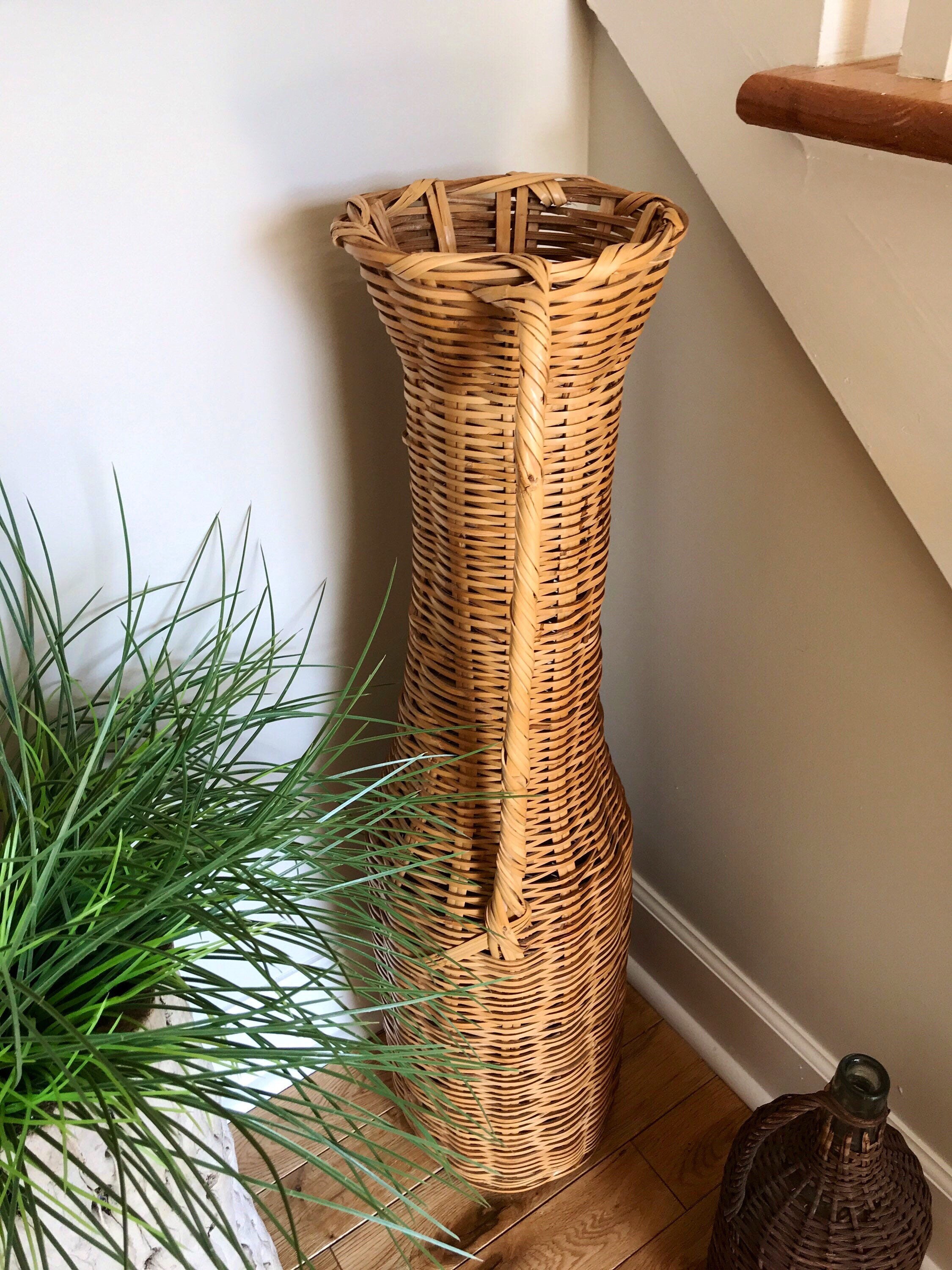 TALL Wicker Floor Vase Vintage Woven Wicker Floor Vase Etsy