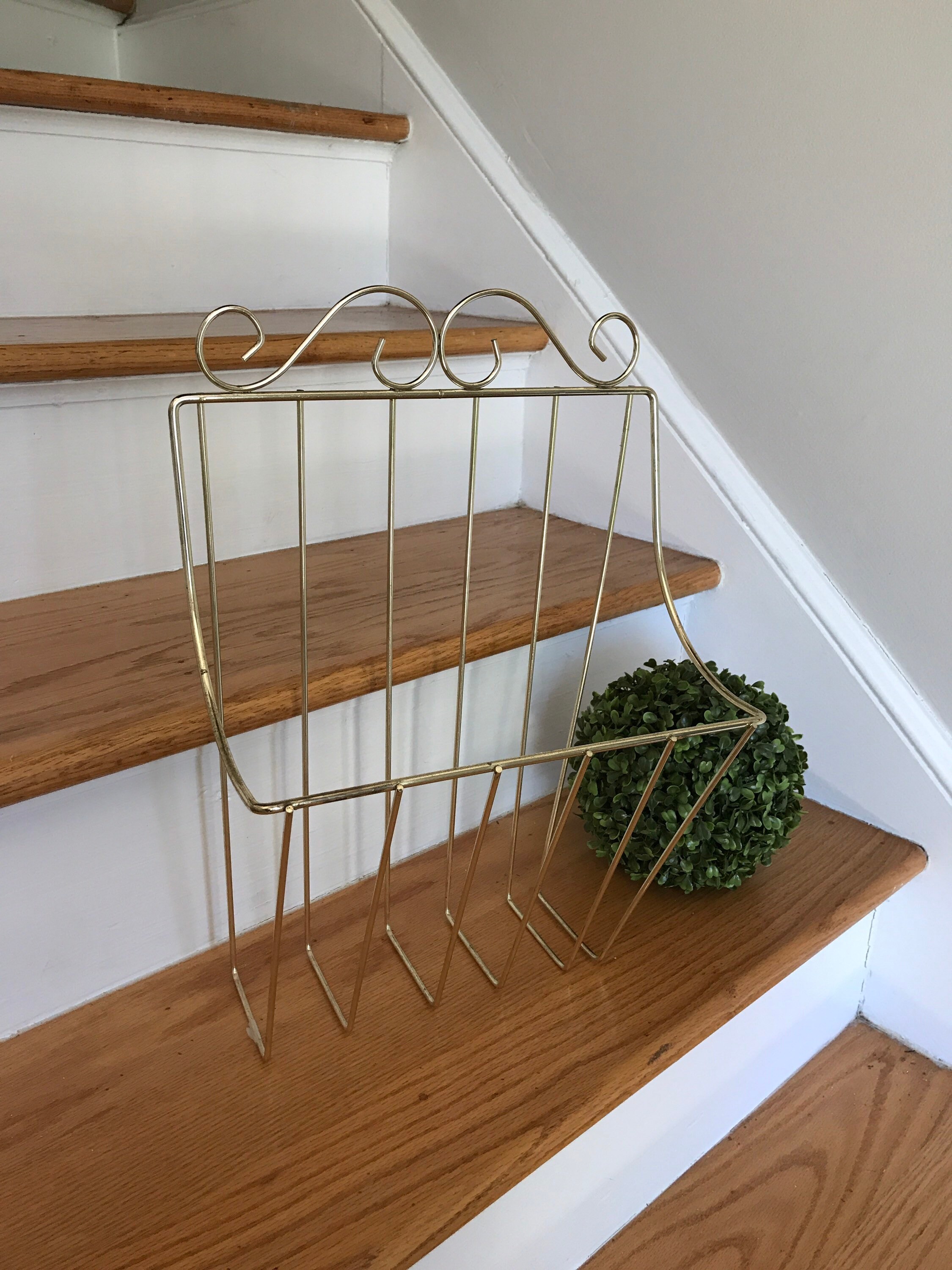 Brass Wire Magazine Rack Vintage Brass Magazine Holder Etsy