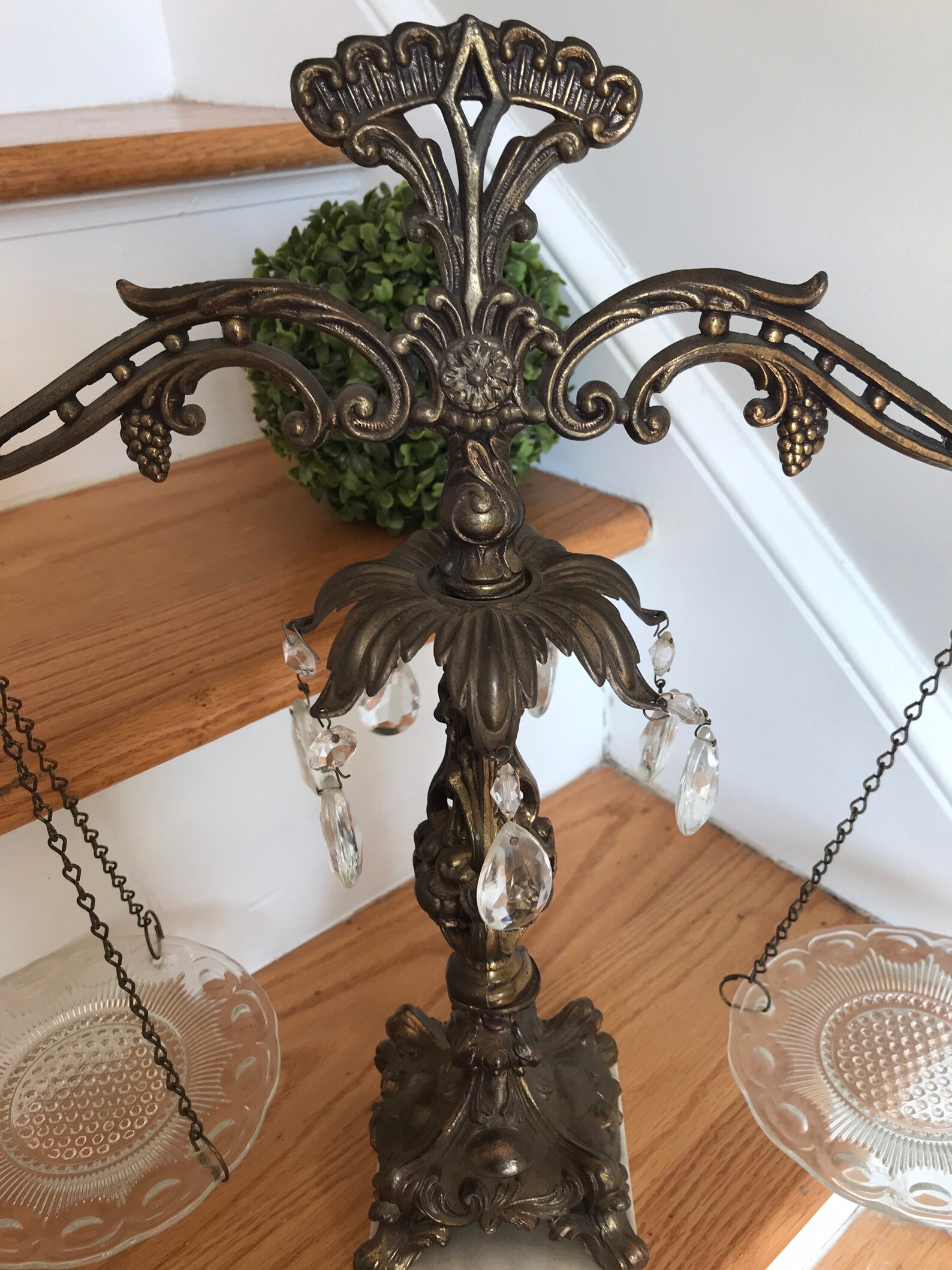 Brass & Crystal Scales of Justice Decor VTG Decorative Etsy