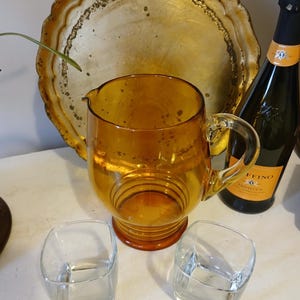 VTG Amber Glass Pitcher - Mid Mod Barware - VTG Beverage Pitcher - Retro Glass Pitcher - VTG Cocktail/Sangria Pitcher - Autumn Glassware image 8