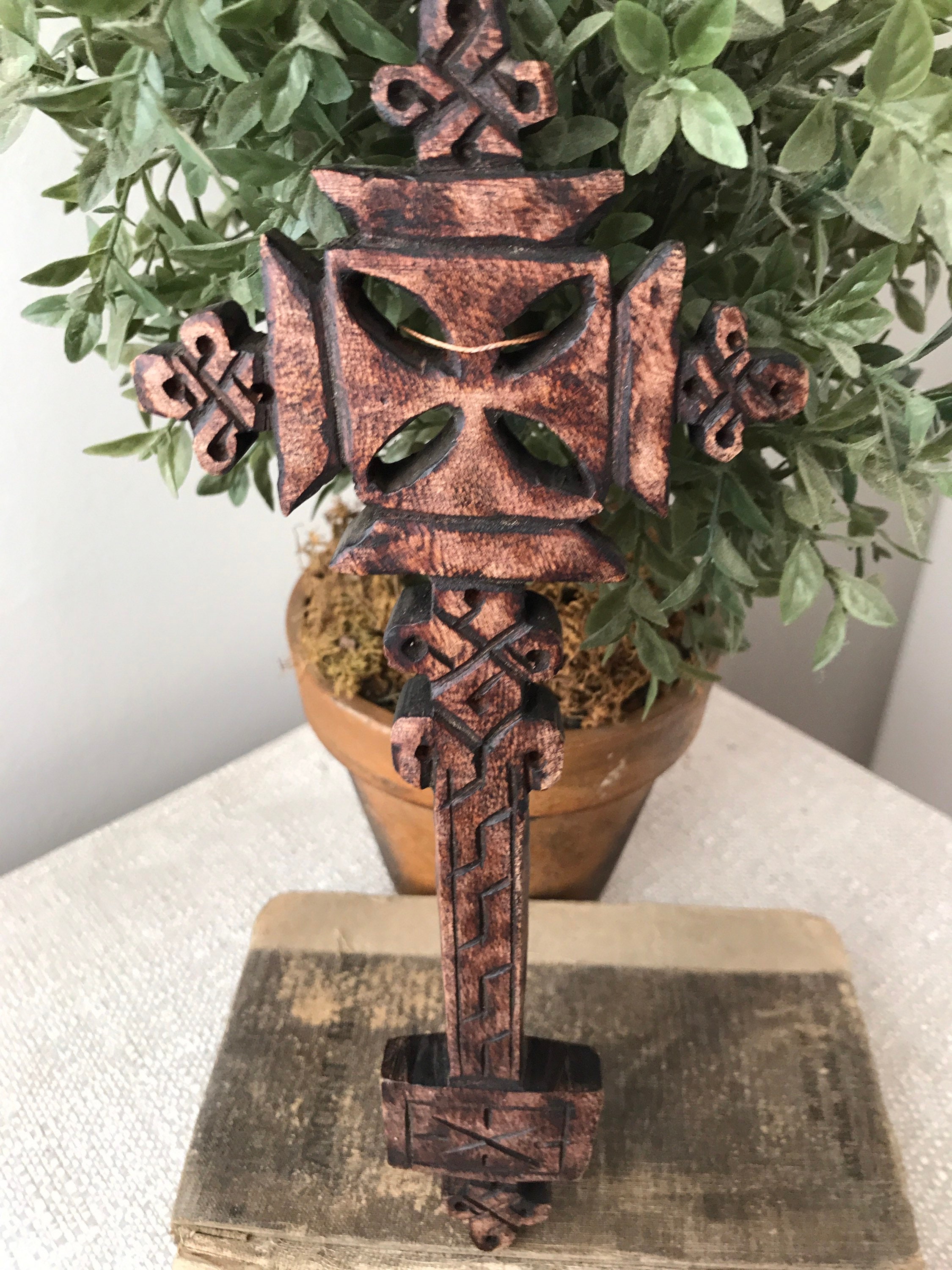 Coptic Cross Wood Carved Cross 10 Ethiopian Cross Etsy