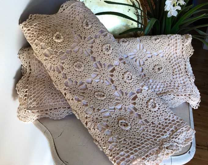 Pair Crochet Pillow Shams King Crochet Pillow Shams Ecru Lite Beige