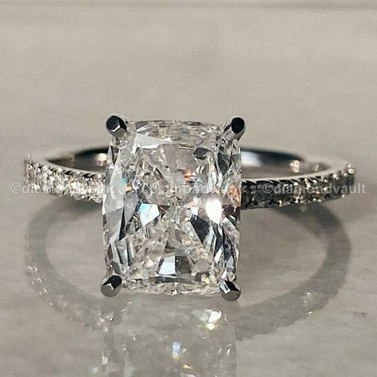 2.25 Carats Radiant Cut Moissanite Engagement Ring. Radiant Etsy