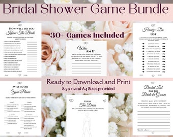Bridle Shower Game Bundle,  Instant Print Bridal Shower Games, Wedding Shower Games, Fun Bridal Shower Games