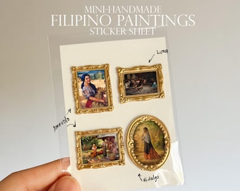 Impressions miniatures philippines avec cadre doré peint à la main, cadeau pour les amateurs d'art philippin