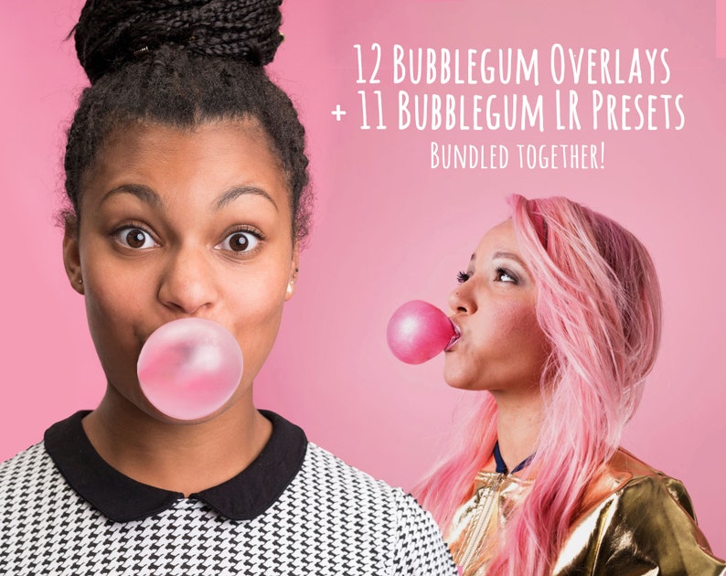 12 Bubble Gum Overlay and 11 Lightroom Presets Bundle, Color