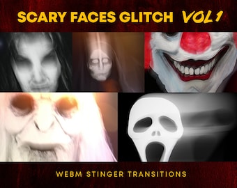 Halloween Spooky Scary Ghost Faces Volume 1 | Horror Jumpscare Glitch Stinger Transition for Twitch Gaming Stream WEBM