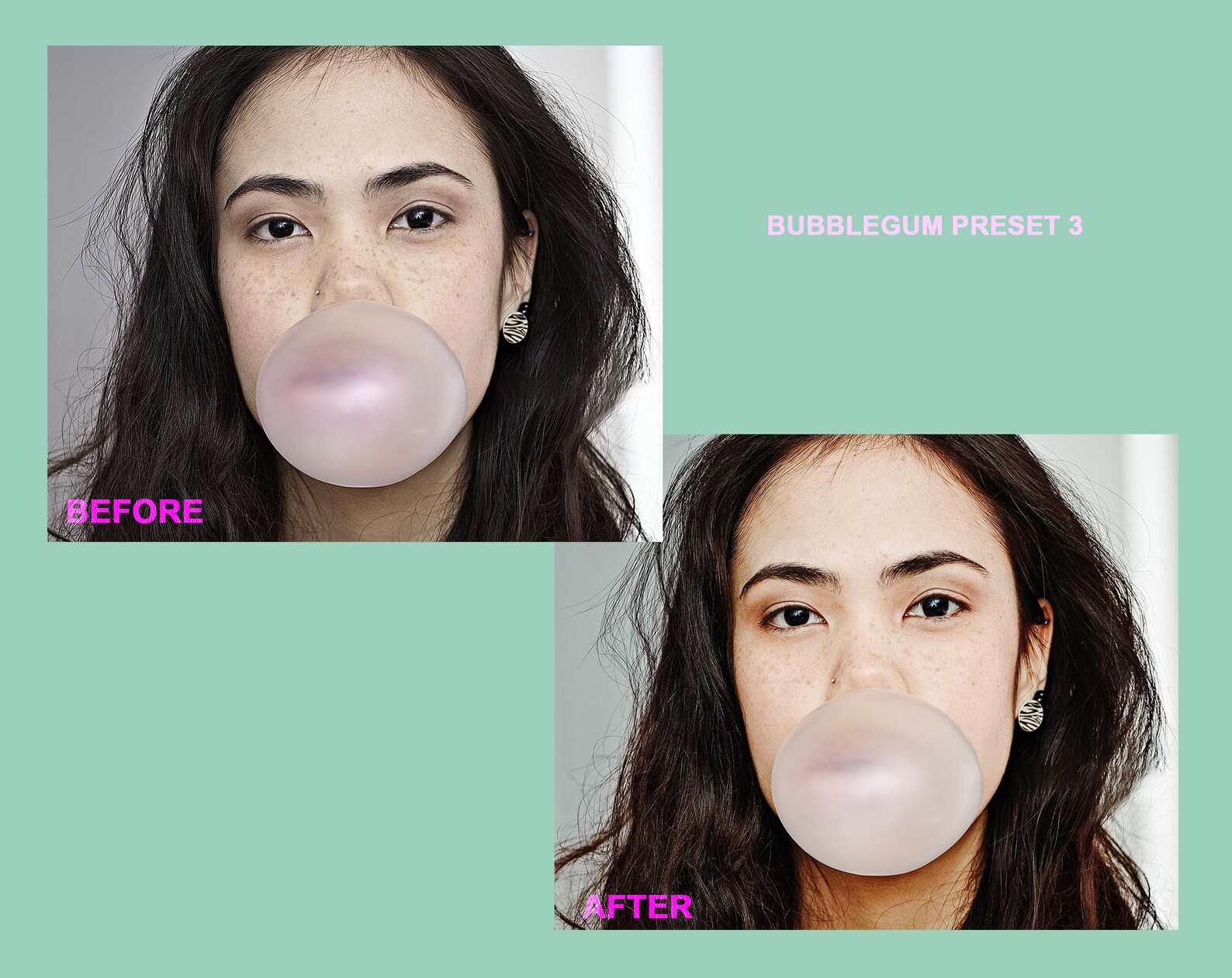 12 Bubble Gum Overlay and 11 Lightroom Presets Bundle, Color Gum, Blowing Bubblegum