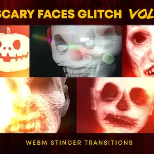 Halloween Spooky Scary Ghost Faces Volume 2 | Horror Jumpscare Glitch Stinger Transition for Twitch Gaming Stream WEBM