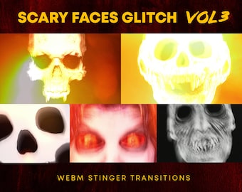 Halloween Spooky Scary Ghost Faces Volume 3 | Horror Jumpscare Glitch Stinger Transition for Twitch Gaming Stream WEBM