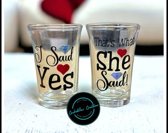 Funny Engagement Shot Glass Set, Engagement Gift for Couples, Newly Engaged Gift Box, Custom Engagement Shot Glasses