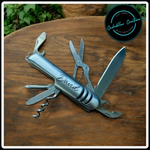 Engraved Swiss Army Knife: Personalized 8-in-1 Metal Tool
