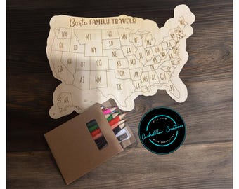 Custom Wooden US Travel Map Magnet: Color Your Adventures