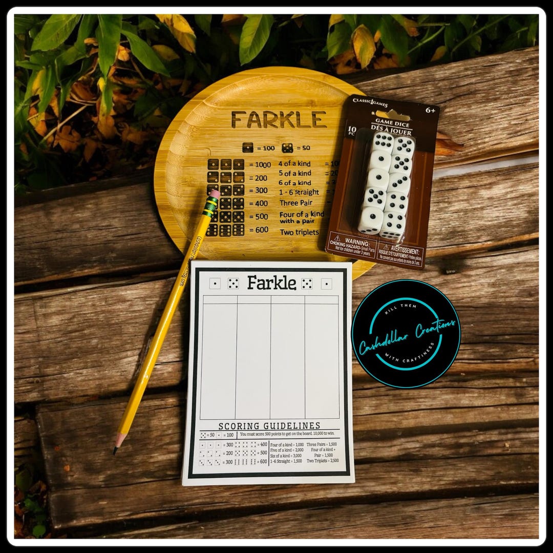 thumbnail image 2 of Farkle Dice Tray Set, Classic Game Oak Wood Tray 2 of 14