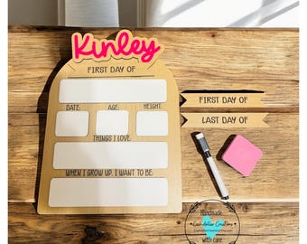 Personalized First & Last Day of School Sign: Reusable Wood Keepsake