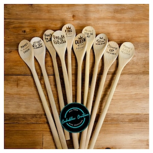 Funny Engraved Wooden Cooking Spoon: Personalized Kitchen Utensil