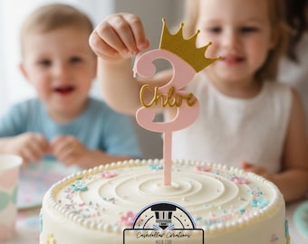 Personalized Princess Crown Cake Topper | Custom Name Birthday Decor