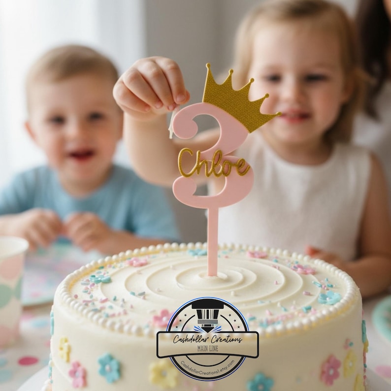 Personalized Princess Crown Cake Topper | Custom Name Birthday Decor - Etsy