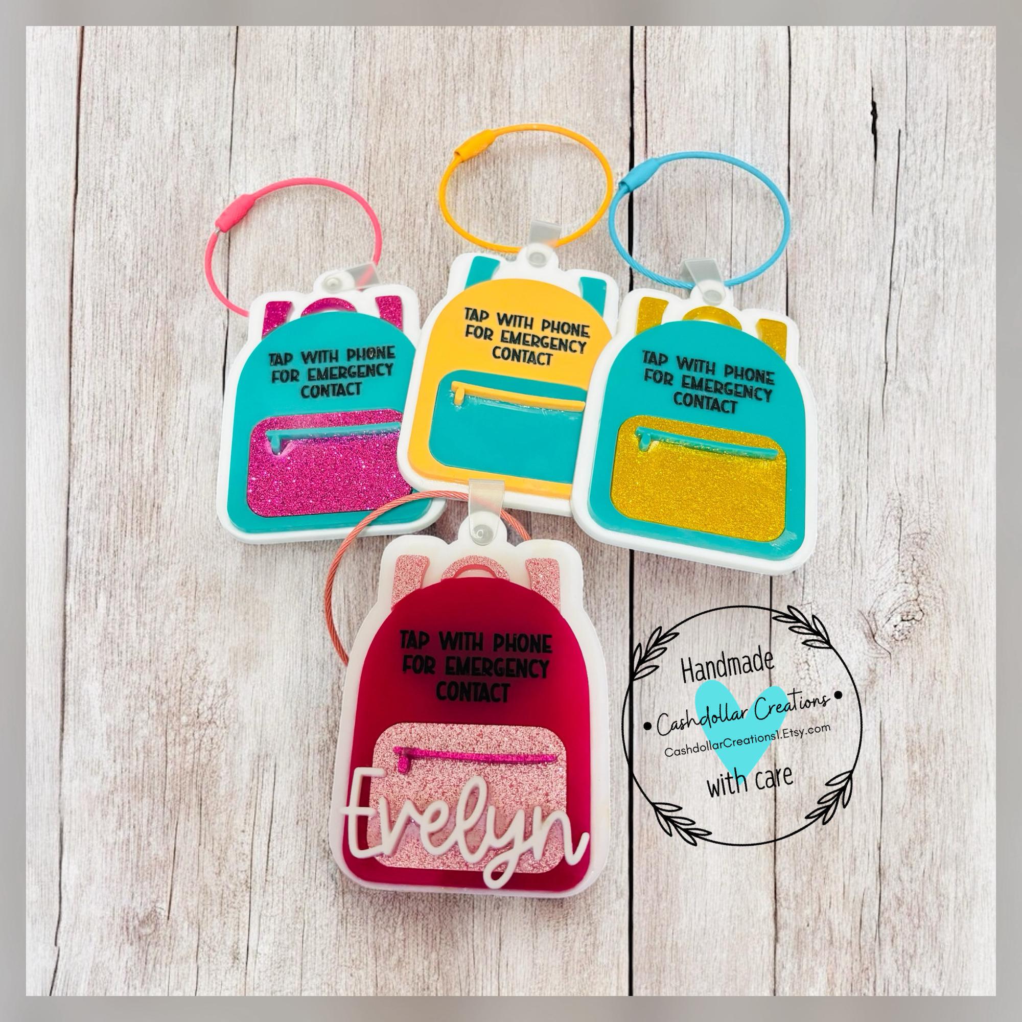 Emergency Contact Backpack Tag, Personalized Bag Tag, Kids Name Tag, NFC Tag, Luggage Tag for Kids, Personalized Gifts