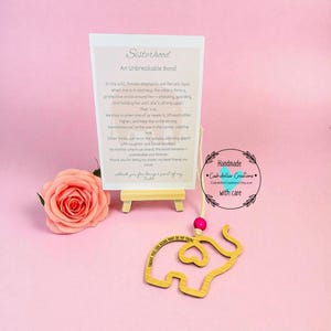Elephant Friendship Ornament: Laser Cut Wood Sisterhood Gift Bild 4