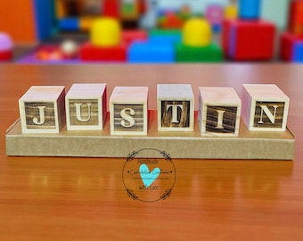 Personalized Baby Name Blocks - Engraved Wooden Letter Blocks