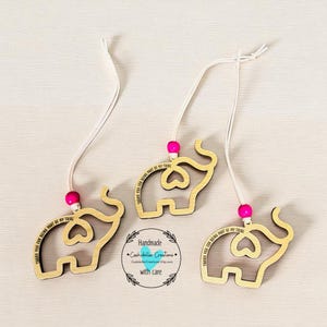 Elephant Friendship Ornament: Laser Cut Wood Sisterhood Gift Bild 3