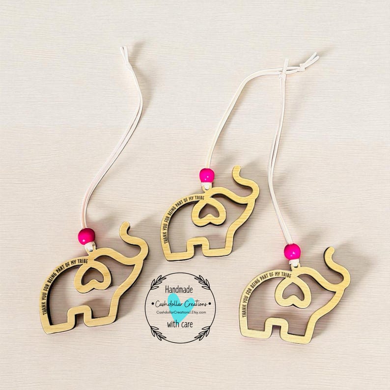 Elephant Friendship Ornament: Laser Cut Wood Sisterhood Gift Bild 3