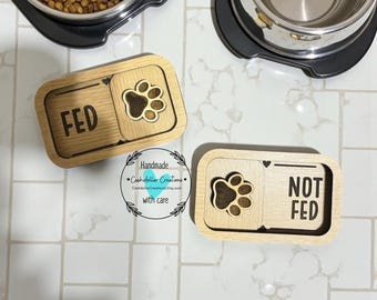 Wooden Pet Feeding Tracker Magnet | Dog & Cat Food Reminder