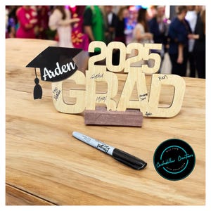 Personalized Wood Graduation Guest Book Sign: Class of 2025 Keepsake