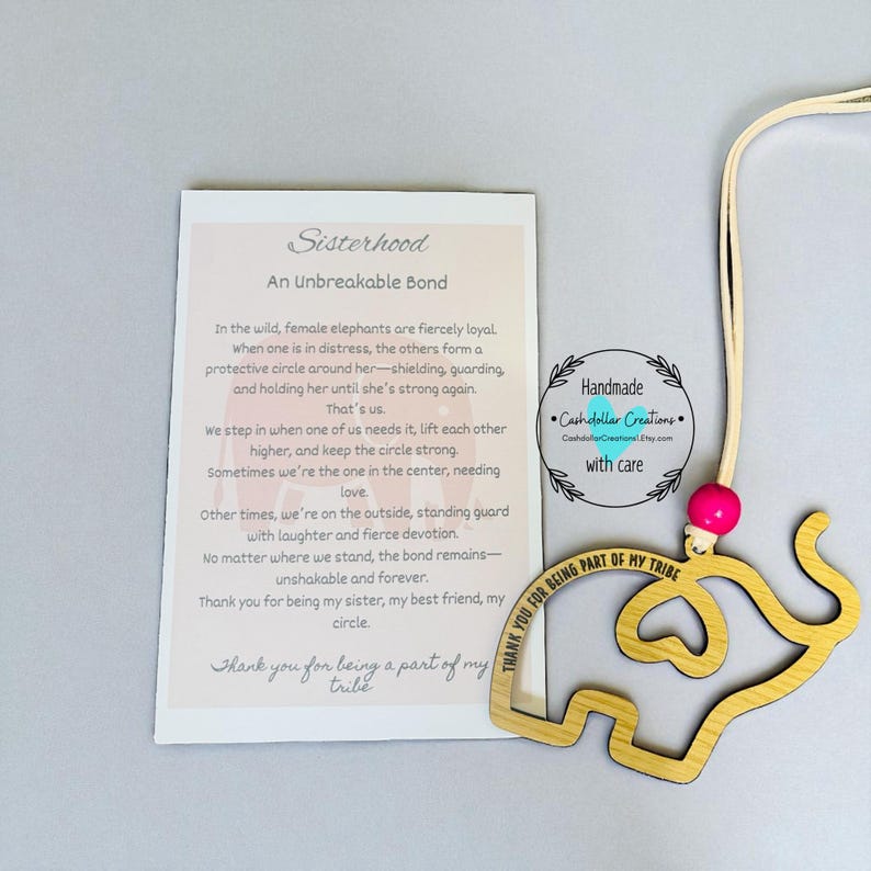 Elephant Friendship Ornament: Laser Cut Wood Sisterhood Gift Bild 1