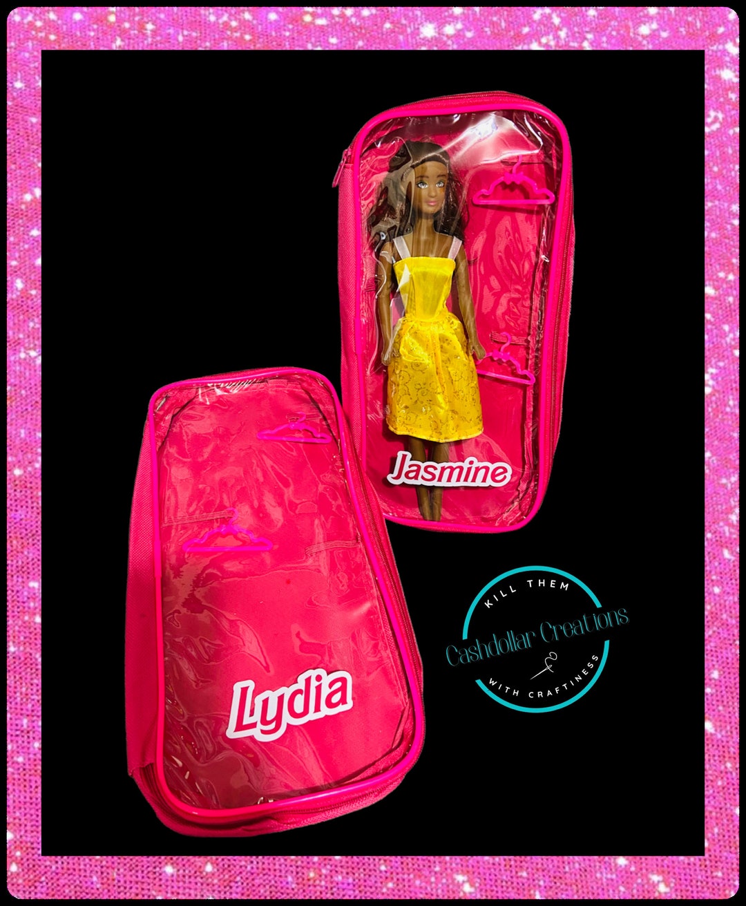 Carrying Case for Barbies, Travel Case for Dolls, Barbie Clothes Carrier, Personalized Doll Case