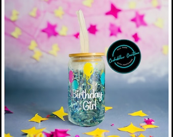 Happy Birthday Glass Tumbler, Libbey Glass Can, Celebration Glass, Birthday Girl Drink Glass, Birthday Glass, Birthday Gift for Girls