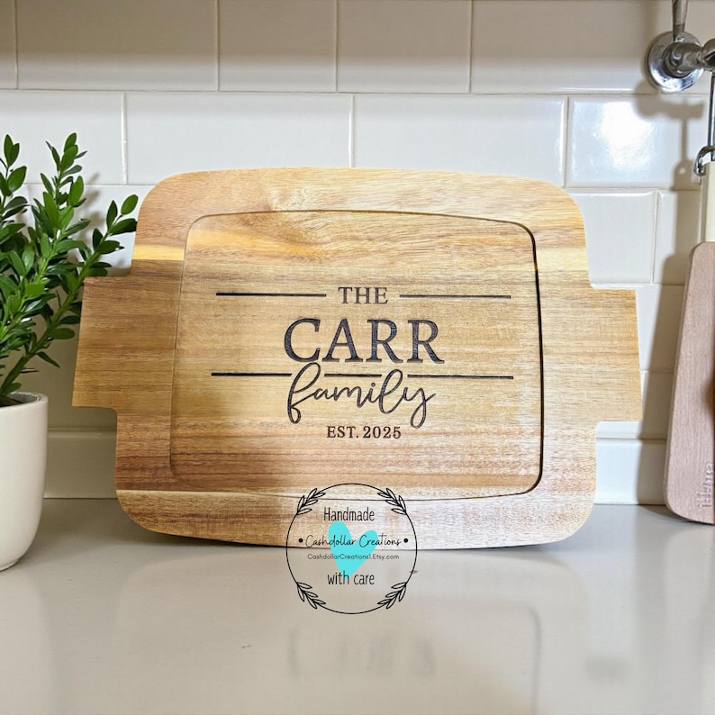 Personalized Casserole Dish With Wooden Lid | Custom Family Baking Dish ...