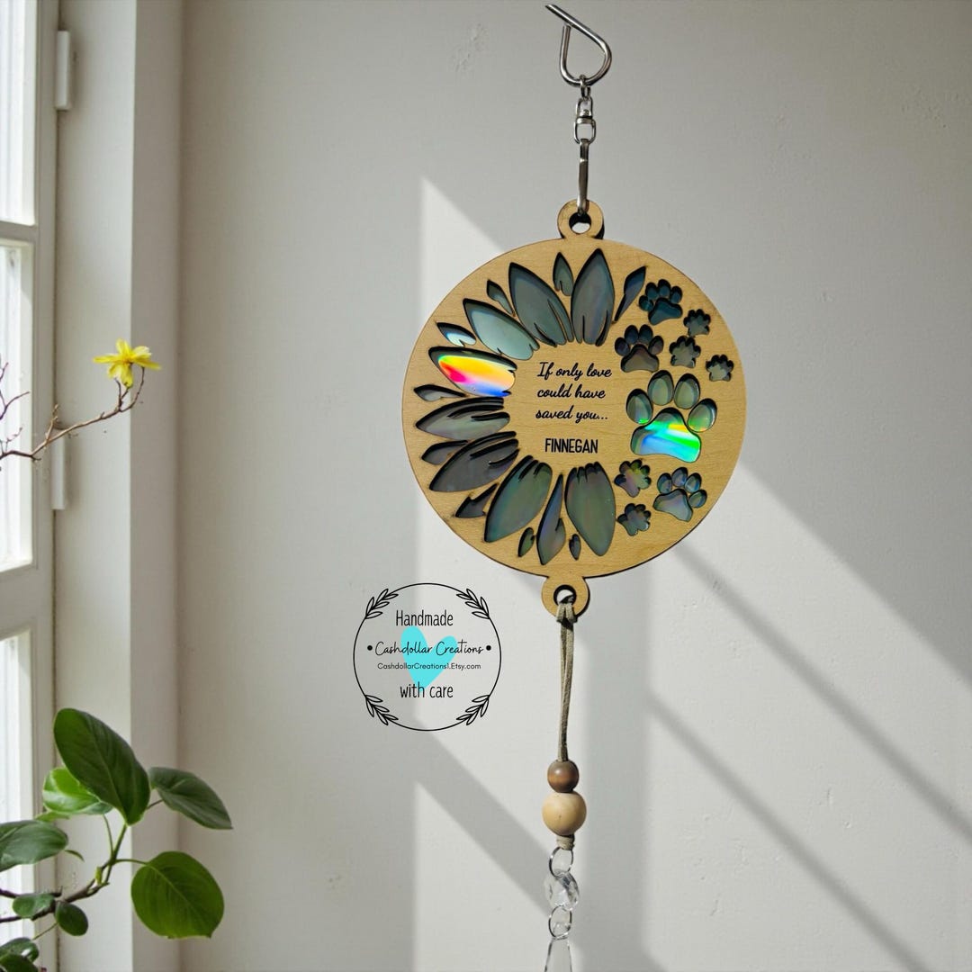 Personalized Pet Memorial Sun Catcher | Rainbow Bridge Pet Keepsake - Etsy