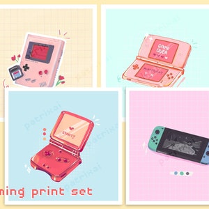 Pastel Gamer Print Set of 4 | Cute Gaming Consoles | Gamer Gifts | Gifts for Gamers | Cute Gaming Prints | Gift for Her | Pastel Gaming